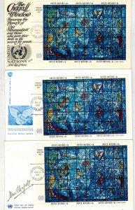 1967 U.N. CHAGALL STAINED GLASS WINDOW FOR DAG HAMMARSKJOLD SET OF 4 DIFFERENT