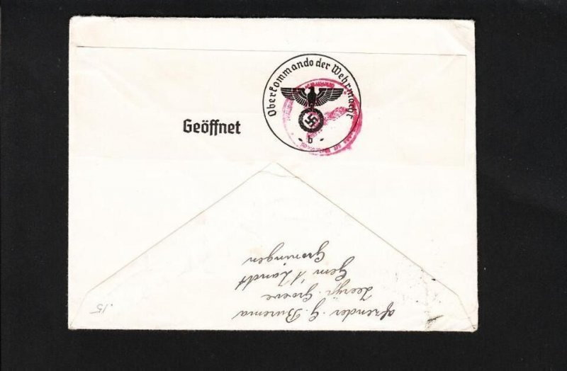 Germany WWII Berlin Scarce Censor Tape & Handstamp Loppersum Netherlands 1941 Z9