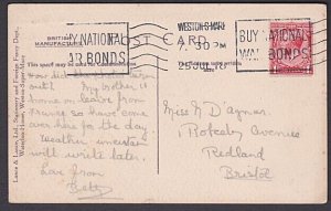 GB 1918 postcard Weston Super Mare BUY NATIONAL WAR BONDS slogan..........A1992