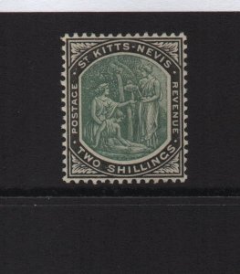 St Kitts & Nevis 1903 SG8 Two Shillings 14 perf CA watermark - mounted mint