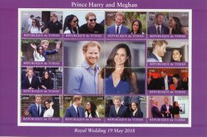 Congo 2017 Prince Harry & Megan Markle 16 Stamp Sheet 3A-525