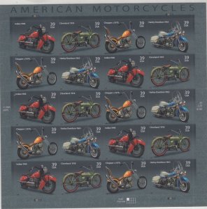 Scott 4085 - 4088 - American Motorcycles. Sheet Of 20.  MNH. OG. #02 4085sh20