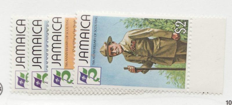 JAMAICA Sc #528 529 530 531 ** MNH 75th Anniversary of Boy Scouts postage stamp 