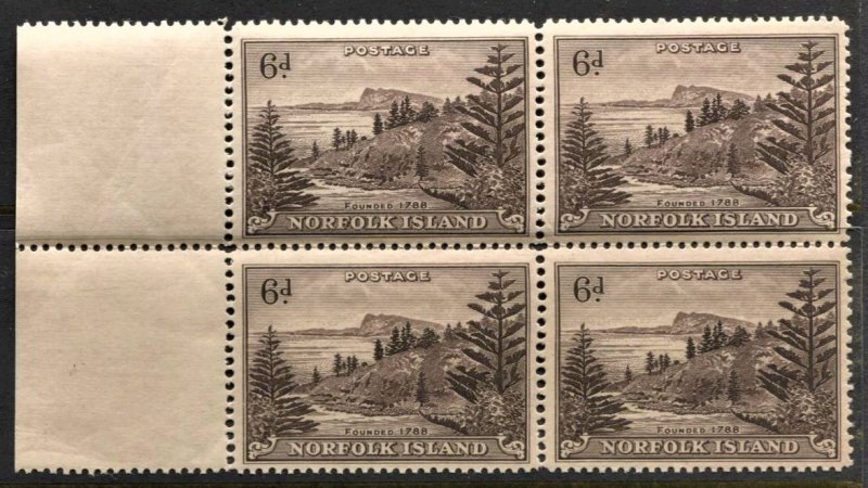 STAMP STATION PERTH Norfolk Island #9 Ball Bay Def. Block of 4 MNH - CV$12.00