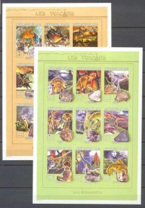 Mali 1031-32 MNH imperf. m/s Dinosaurs/Meteorite