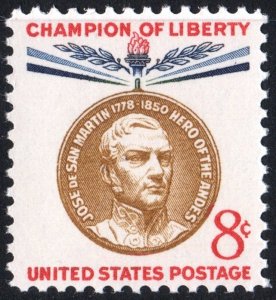 SC#1126 8¢ Champion of Liberty: Jose de San Martin (1959) MNH
