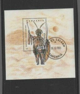 TANZANIA #1200 1993 ZULU COSTUME MINT VF NH O.G CTO S/S a