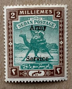 Sudan 1906 2m Army Service camel rider, unused. Scott MO6, CV $22.50. SG A7