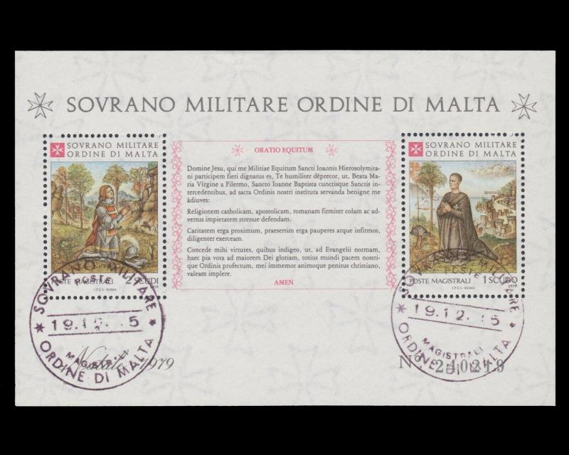 Sovereign Military Order of Malta Souvenir Sheet Year 1979 Control # 240219. CTO