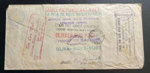 1937 Suva Fiji Matson Co Tin Can Canoe Mail cover To Niuafoou Tonga Toga