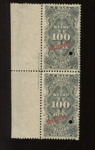Hawaii R14S Revenue Specimen Imprint Pair of 2 Stamps NH BZ1670
