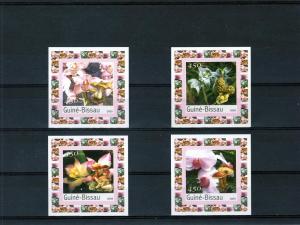 Guinea-Bissau 2003 Orchids-Mushrooms 4 Souvenir Sheets IMPERFORATED MNH