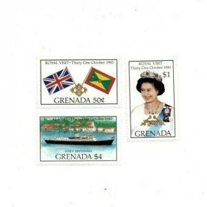Grenada 1985 - Queen Elizabeth Royal Visit - Set Of 3 Stamps Scott #1323-5 - MNH