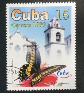 CUBA Sc# 4032  BUTTERFLIES  Havana Cathedral 15c  1999 used cto