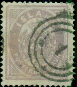 ICELAND #13a 20aur light violet, used w/Danish #1 cancel, scarcer, Scott $500.00