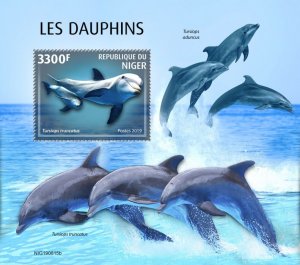 NIGER - 2019 - Dolphins - Perf Souv Sheet - Mint Never Hinged