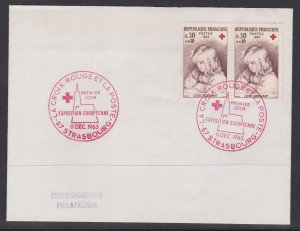 France 1965 Red Cross Cover Nice Pair Coco Ecrivant (Renoir)