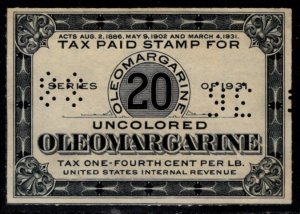 #FE83 Oleomargarine Uncolored 1931 - Used