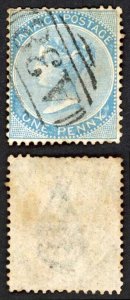 Jamaica SG1b 1d Blue Wmk Pineapple (a bit grubby on reverse) Ewarton A38 Pmk