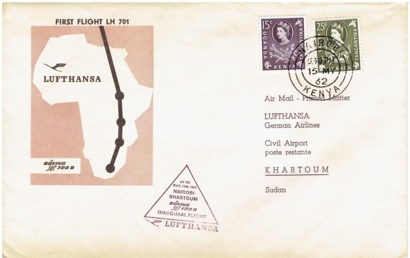 NAIROBI, KENYA  LUFTHANSA 1st INAUGURAL FLIGHT, 5/15/ 1962, TO KHARTOUM, SUDAN