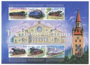 Grenada 2001 - Trains Railroads - Sheet Of 6 Stamps - Scott #3039 - MNH