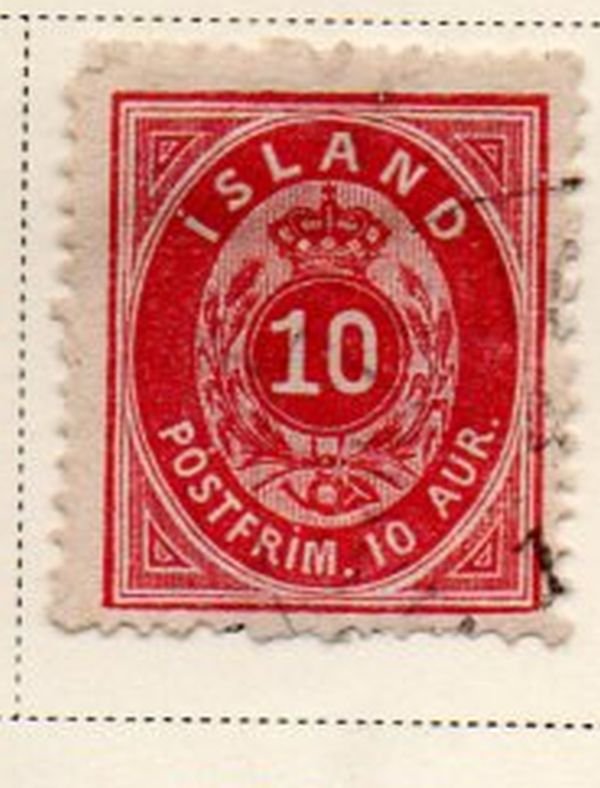 Iceland Sc 11 1876 10 aur carmine arms stamp used