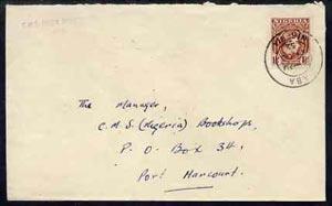 Nigeria 1952 local cover bearing KG6 1.5d brown cancelled...