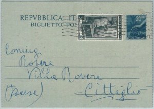 71798  - REPUBBLICA - Storia Postale -  INTERO Biglietto POSTALE + LAVORO 1952