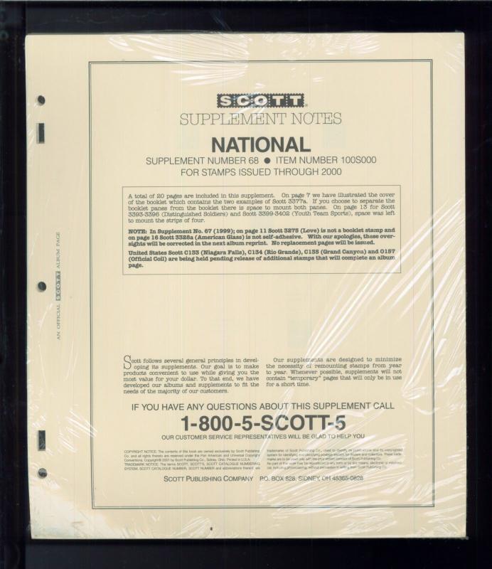 2000 Scott National Stamp Collection Album Supplement Pages Item #100S000