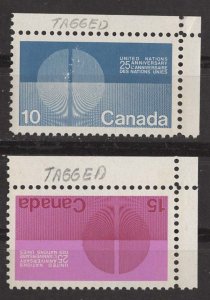 Canada # 513p-14p U.N. Anniversary  TAGGED  (2) Mint NH