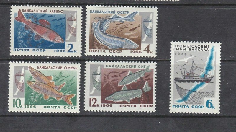 RUSSIA - 1966 FISH OF LAKE BAIKAL - SCOTT 3240 TO 3244 - MNH