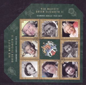 Gibraltar-Sc#1325-used sheet-QEII-Diamond Jubilee-2012-