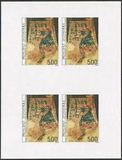 Andorra Fr 357 imperf sheet/4,MNH.Michel 385B klb. Romanesque Painting,1987.