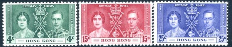 HONG KONG-1937 Coronation Set Sg 137-139 UNMOUNTED MINT V15316