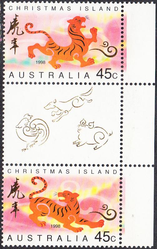 Christmas Island #410-411 MNH  Gutter Pair w/Label