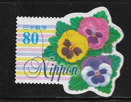 JAPAN  2614D    USED, PANSIES,   GREETINGS STAMP 1998