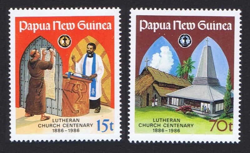 Papua NG Centenary of Lutheran Church 2v SG#529-530 SC#649-650 MI#529-530