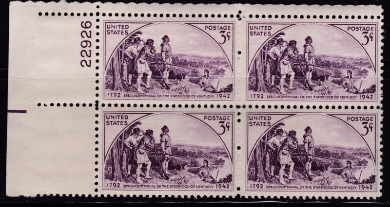 U.S. Scott No.904 Kentucky Statehood Plate Number block of 4 F/VF NH NH