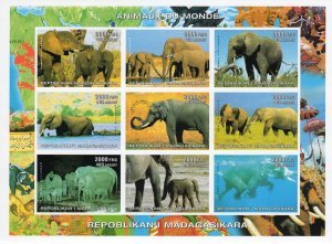 Malagasy 1999 ELEPHANTS ANIMALS OF THE WORLD ISSUES Sheet Perforated Mint (NH)
