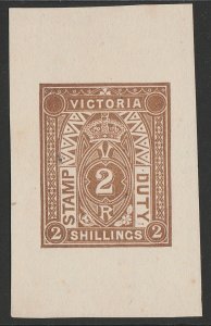 VICTORIA 1884 Crown Stamp Duty 2/- brown, imperf PROOF. EXTREMELY RARE!