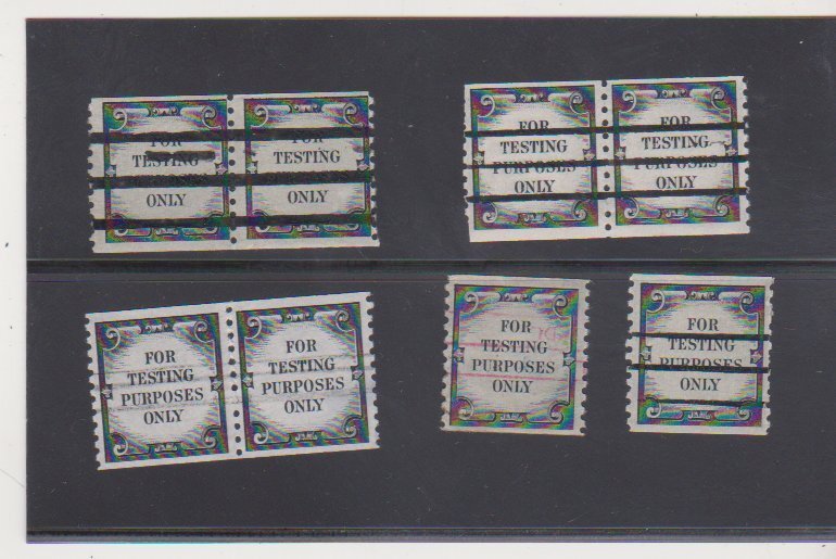 Scott # TD107 Defaced 8 Different Dummy Test Stamps Pair + single MNH Shiny Gum