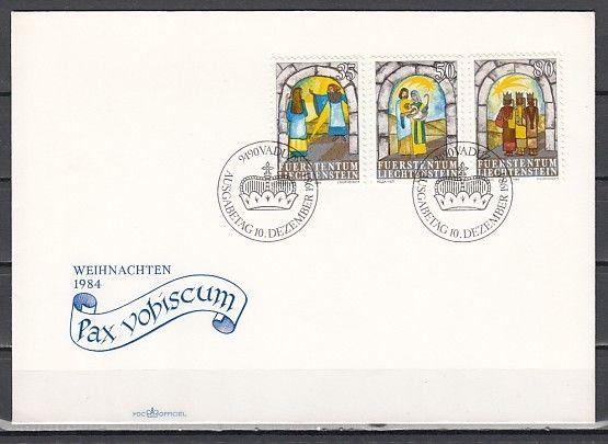 Liechtenstein, Scott cat. 801-803. Religious Christmas. First day cover. ^