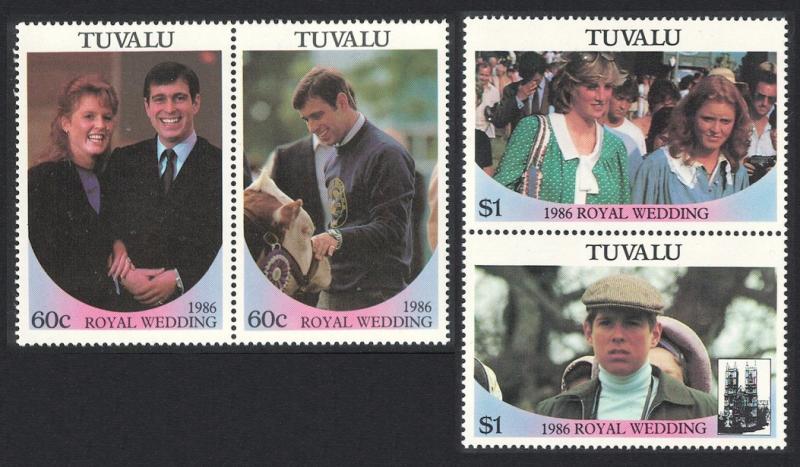 Tuvalu Royal Wedding Prince Andrew 4v Pairs 1986 MNH SG#397-400