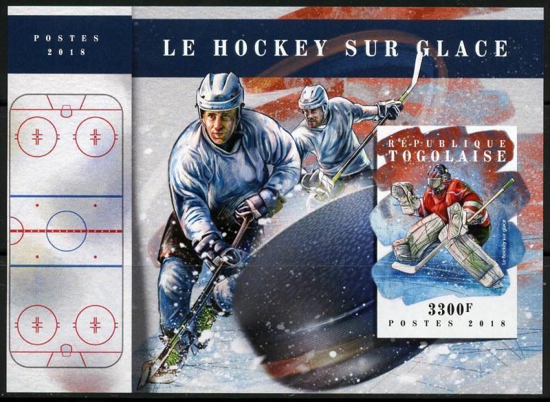 TOGO 2018 ICE HOCKEY IMPERFORATE SOUVENIR SHEET MINT  NH