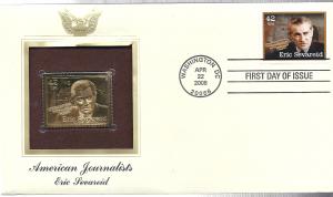 US #4252 42c American Journalist Gold Stamp (FDC) CV $2.00