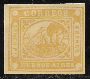 Buenos Aires #5 MH. Steamship 1858.  Nice imperf.