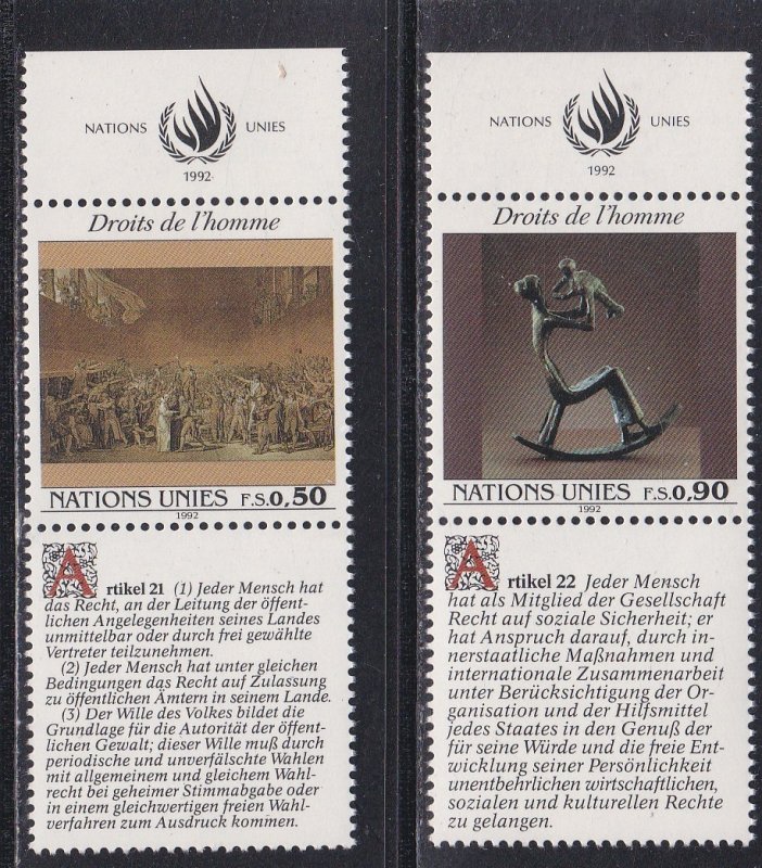 United Nations - Geneva # 224-225, Human Rights with Tabs, NH, 1/2 Cat.