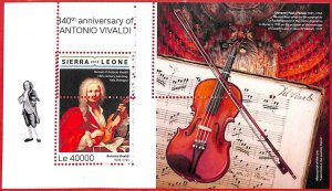 A4662 - SIERRA LEONE - IMPERF ERROR souvenir sheet: 2018, Antonio Vivaldi,...-