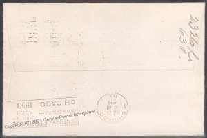 USA 1933 Graf Zeppelin Si241E Century of Progress C18 Cover Chicago Fried 103368