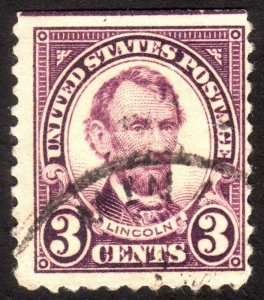 1923, US 3c, Lincoln, Used, Sc 555